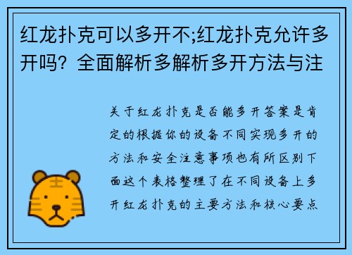 红龙扑克可以多开不;红龙扑克允许多开吗？全面解析多解析多开方法与注意事项